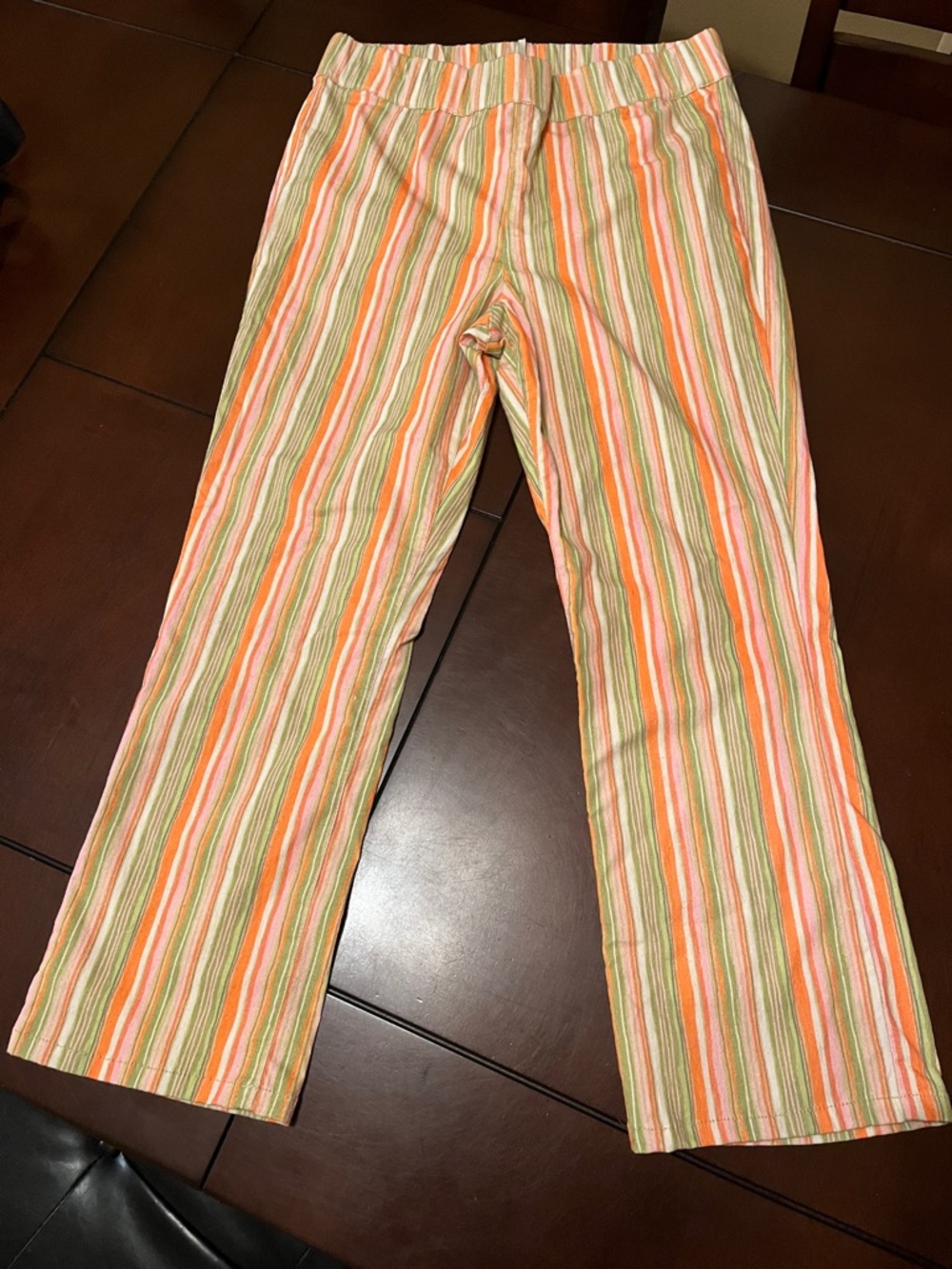 Free People in my feelings Vertical Stripe  Pants in Orange, Green & Cream